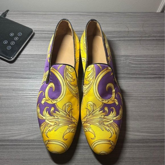 Men’s Versace Purple & Gold Barocco Goddess Slippers - Picture 2 of 4